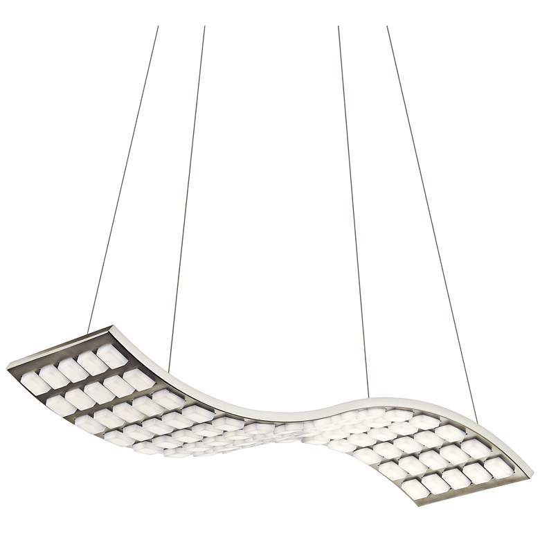 Image 1 Elan Cubic Wave 27 inch Wide Brushed Nickel LED Pendant Light