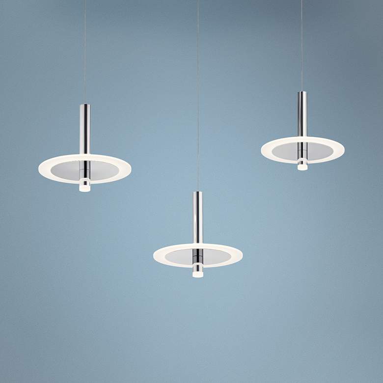 Image 1 Elan Discs 41 1/4 inchW Polished Nickel LED Multi Light Pendant