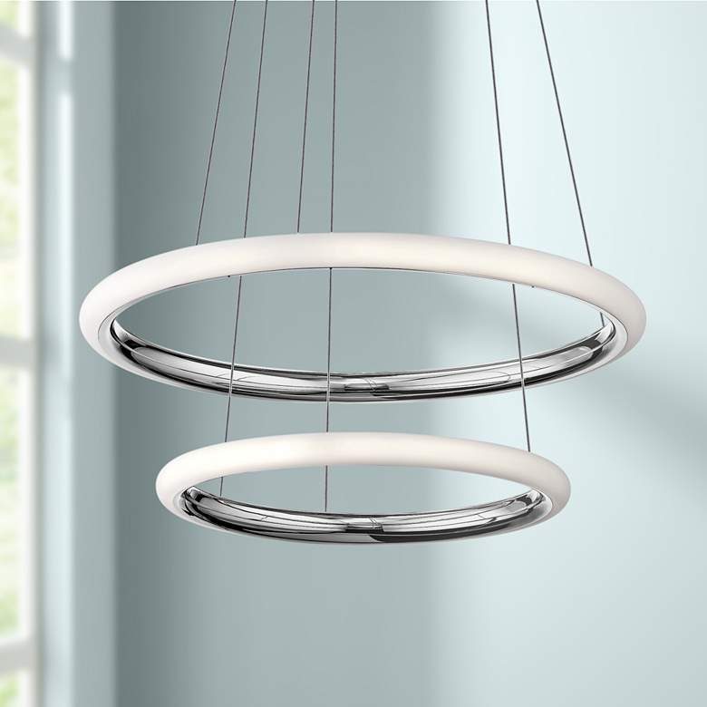 Image 1 Elan Dosh™ 28" Wide Chrome 2-LED Pendant