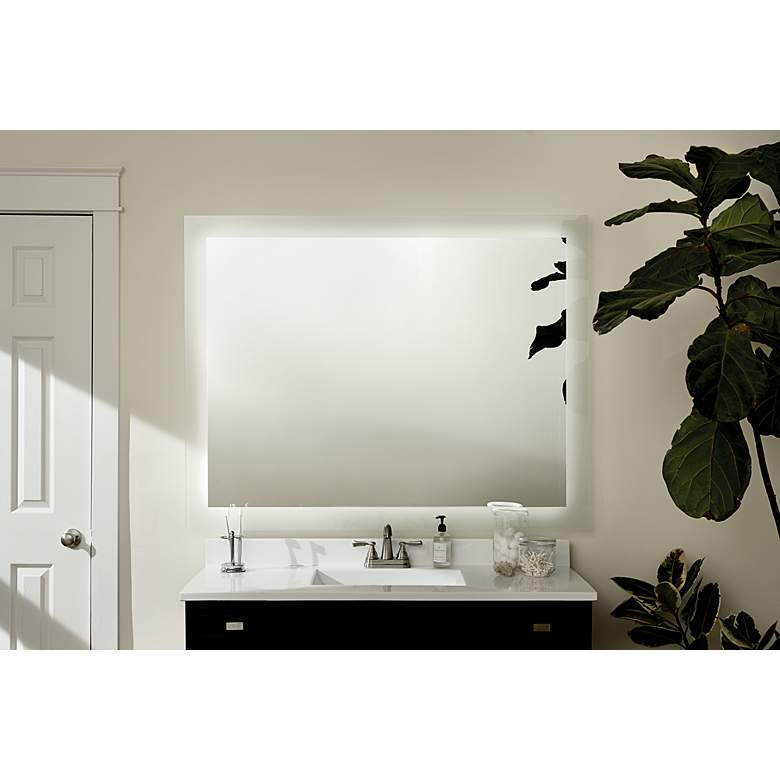Image 3 Elan Edge-Lit Etched Glass 54" x 42" LED Wall Mirror more views
