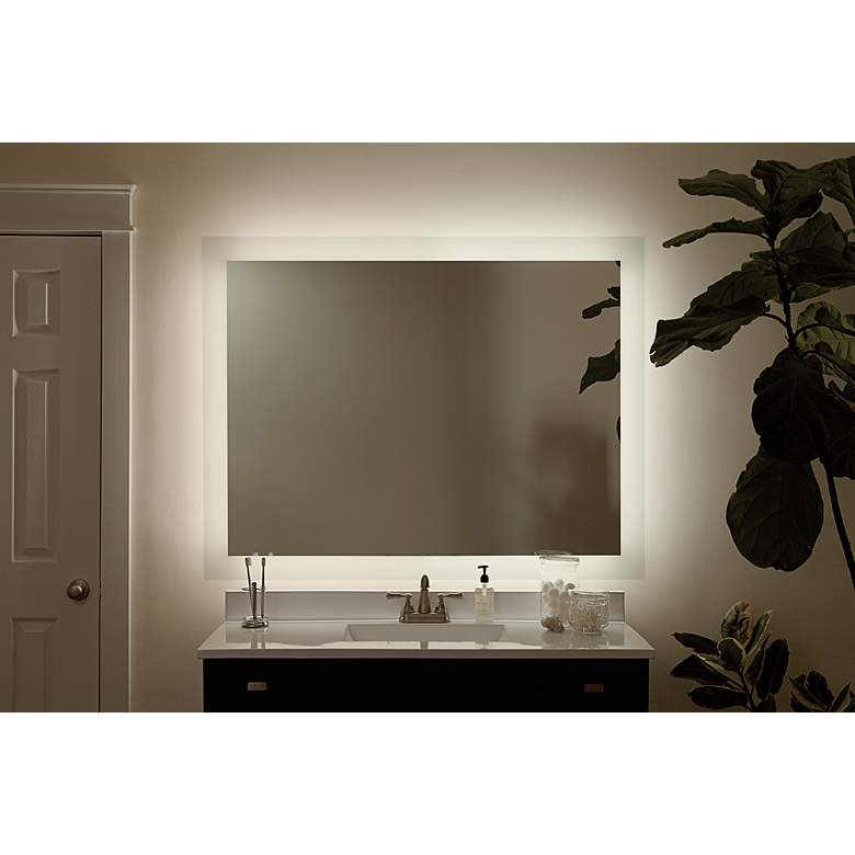 Image 4 Elan Edge-Lit Etched Glass 54" x 42" LED Wall Mirror more views