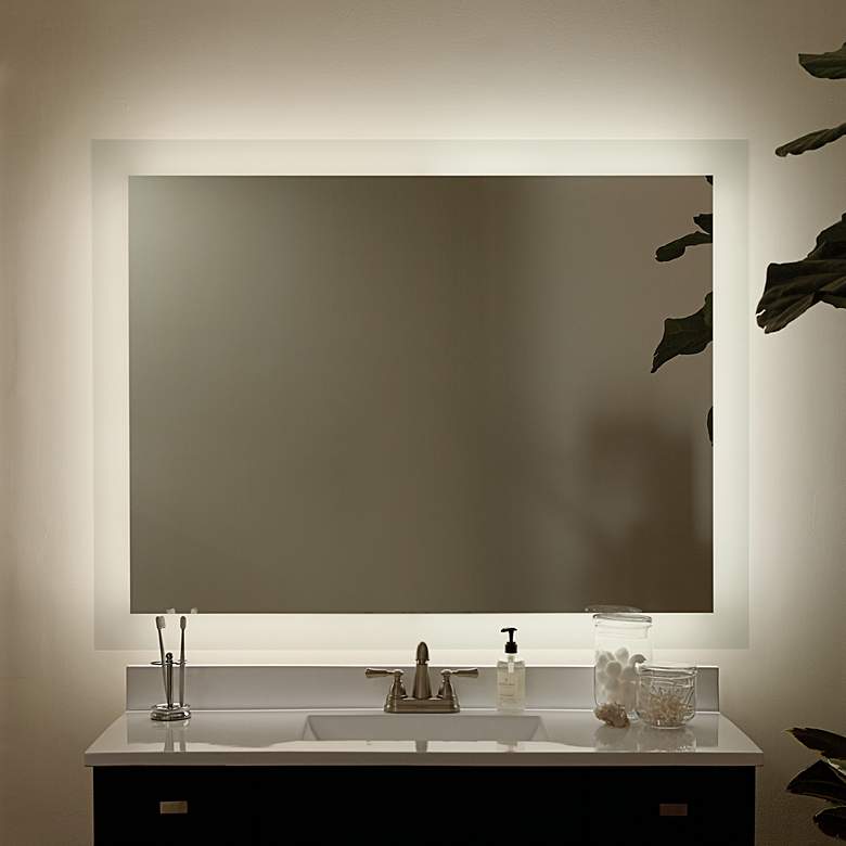 Image 5 Elan Edge-Lit Etched Glass 54" x 42" LED Wall Mirror more views