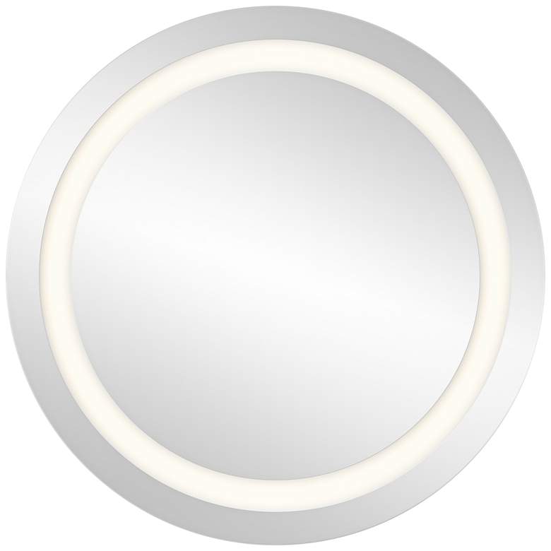 Image 1 Elan Edge-Lit Etched Window 33 1/2 inch Round LED Wall Mirror