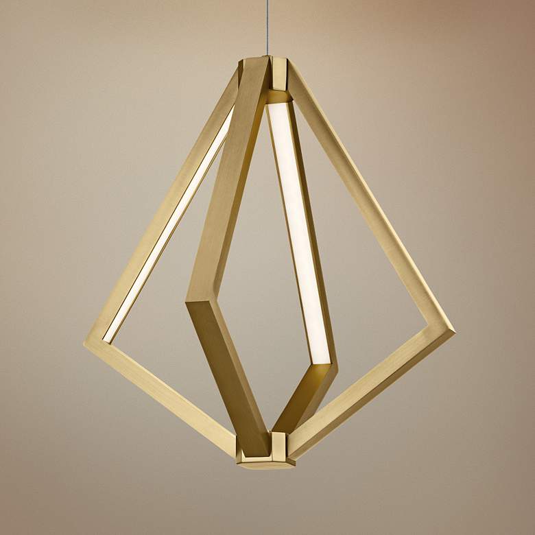 Image 1 Elan Everest 19 3/4" Champagne Gold Geometric 4-Light LED Pendant
