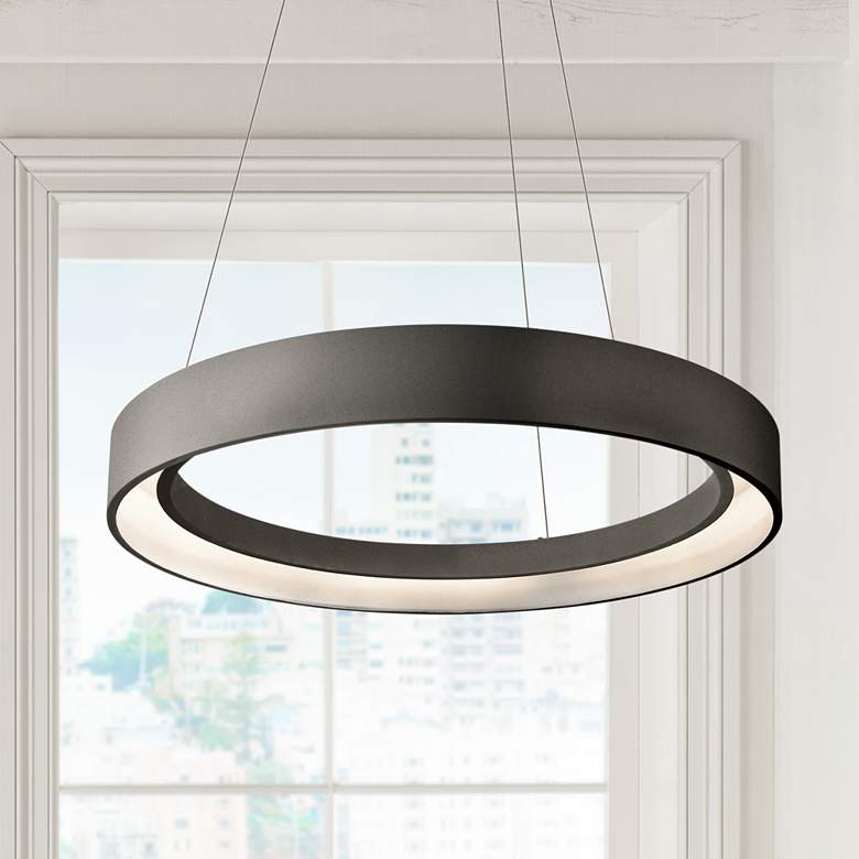 Image 1 Elan Fornello 23 1/2 inch Wide Dimmable LED Black Pendant Light