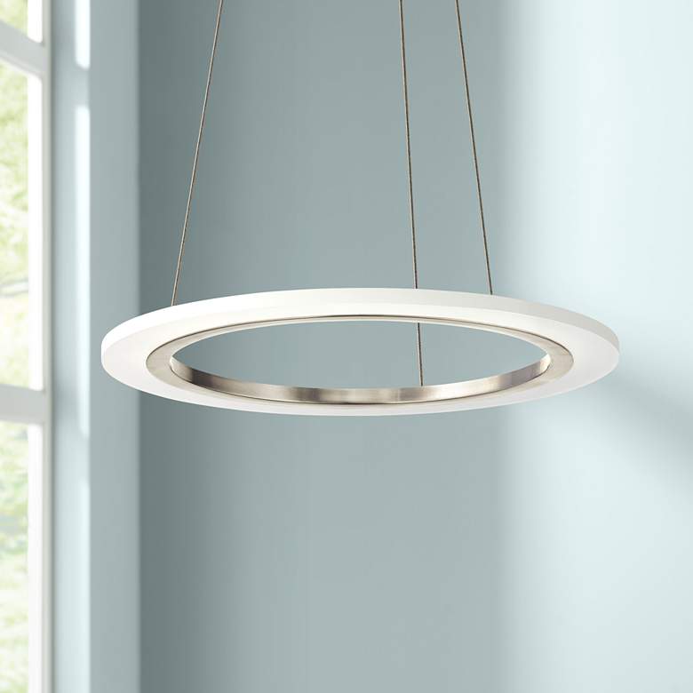 Image 1 Elan Hyvo 19 1/2"W Brushed Nickel LED Ring Pendant Light