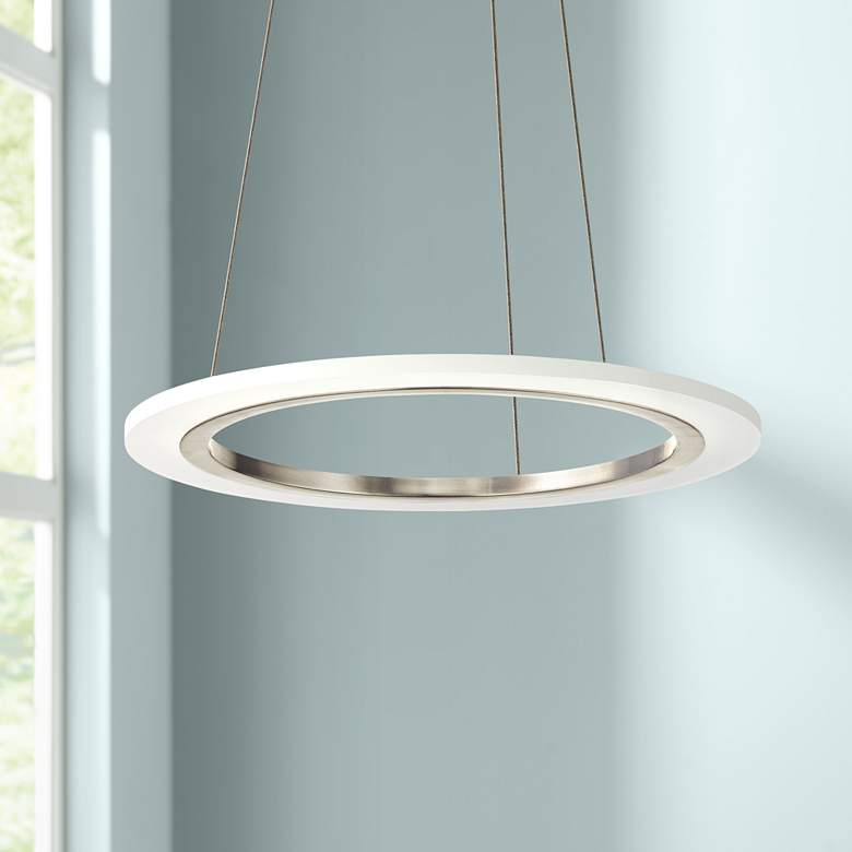 Image 1 Elan Hyvo 19 1/2 inchW Brushed Nickel LED Ring Pendant Light