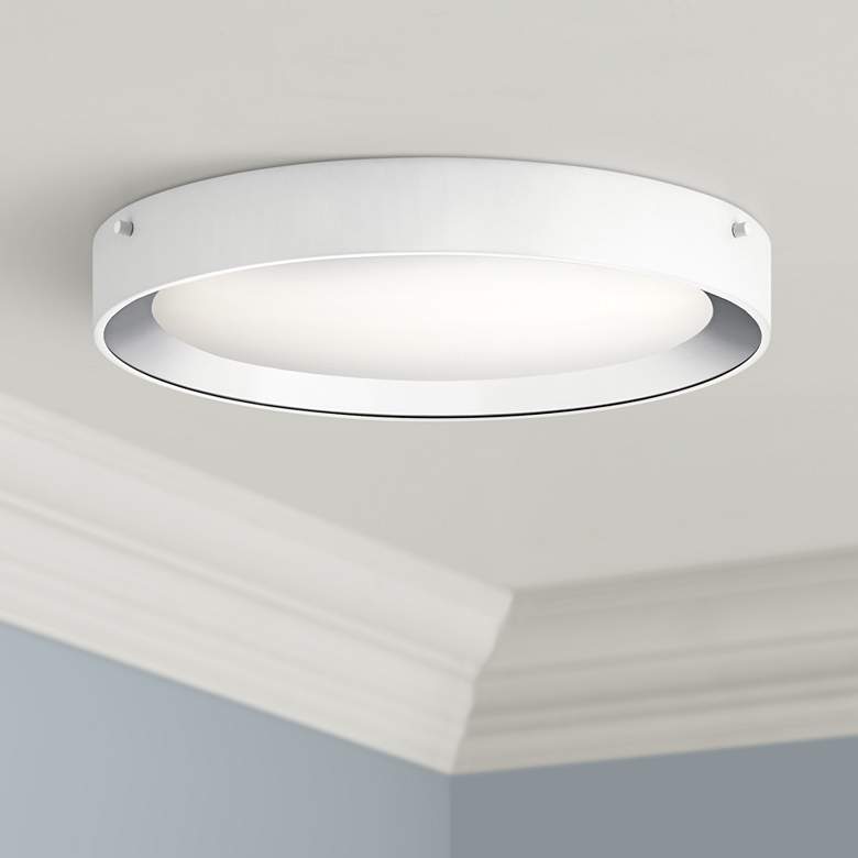 Image 1 Elan Incus 15 3/4 inch Wide White and Chrome LED Ceiling Light
