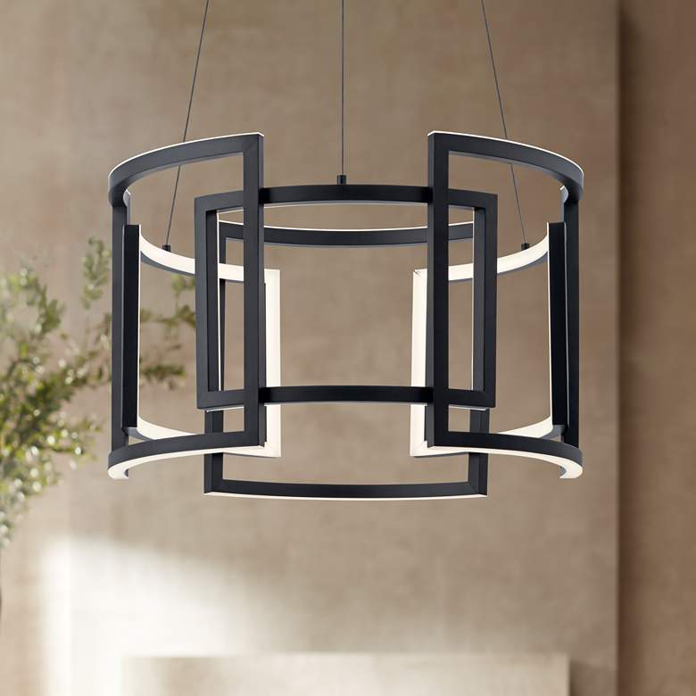 Image 1 Elan Kevins 23 1/2 inch Wide Black Open Drum Modern LED Pendant Light