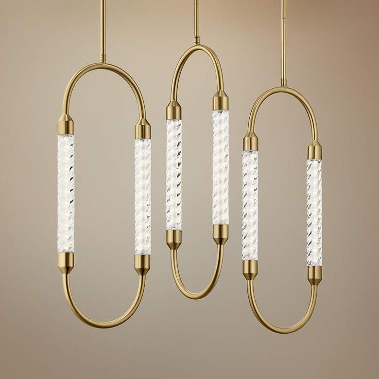 Image 1 Elan Kiaan 31 1/2 inchW Champagne Gold LED Multi Light Pendant