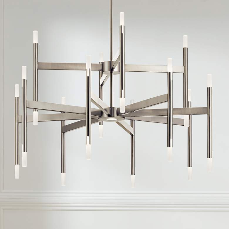 Image 1 Elan Kizette 32 inch Wide Brushed Nickel 24-Light LED Chandelier