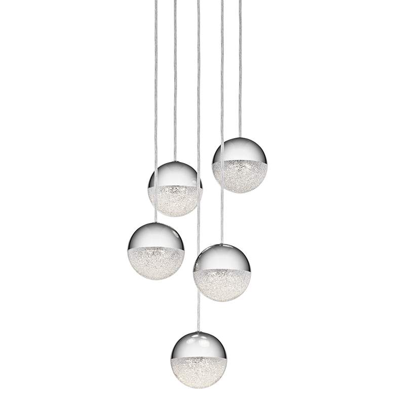 Image 1 Elan Moonlit 13 inch Wide Chrome LED Multi Light Pendant