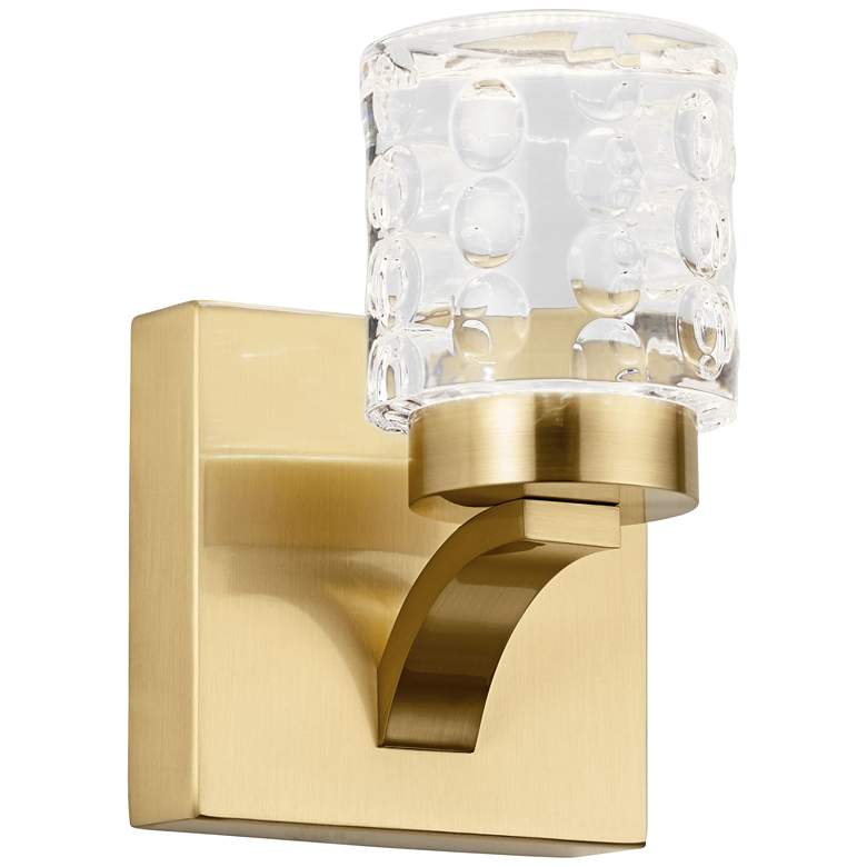 Image 1 Elan Rene 7 inch High Champagne Gold Metal LED Wall Sconce