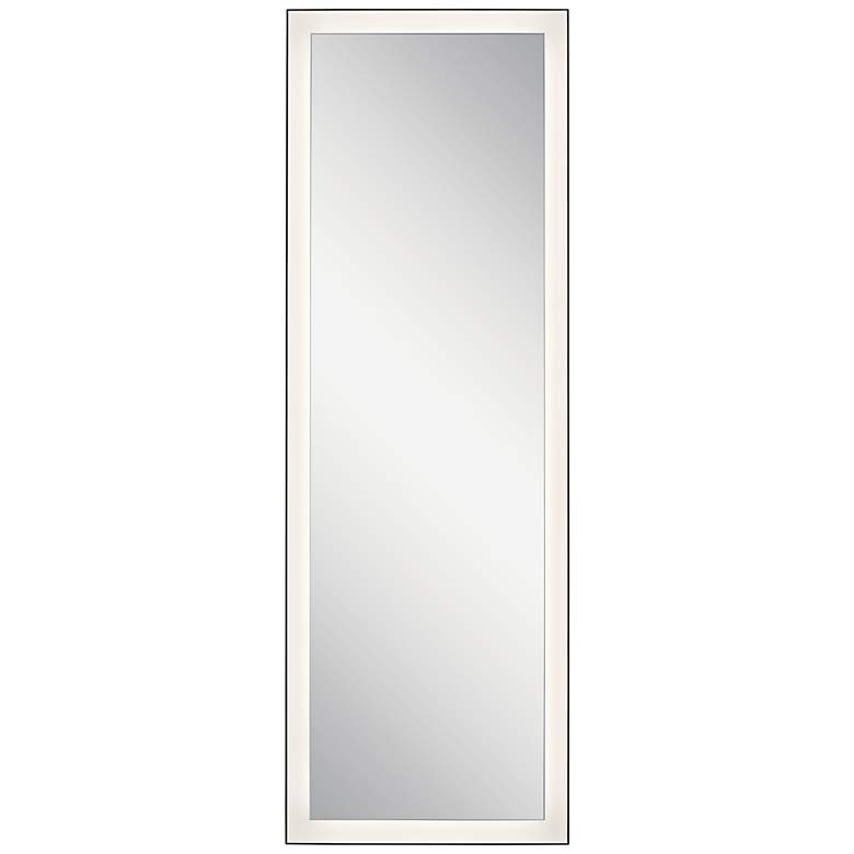 Image 2 Elan Ryame Matte Black 20" x 59" LED Lighted Wall Mirror more views