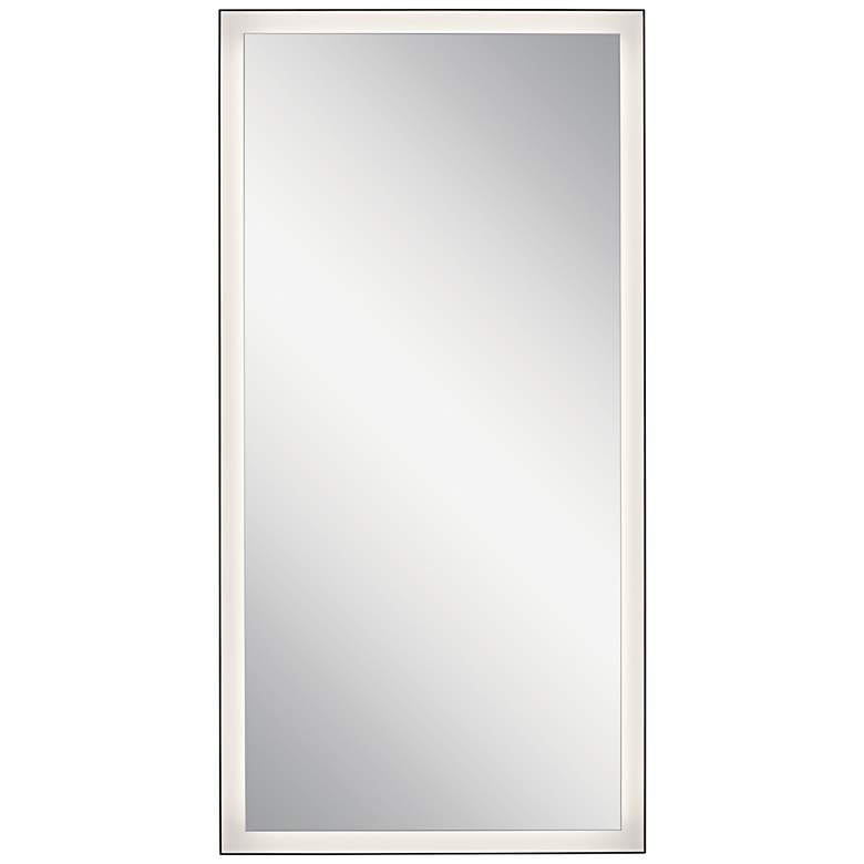 Image 2 Elan Ryame Matte Black 30" x 60" LED Lighted Wall Mirror more views