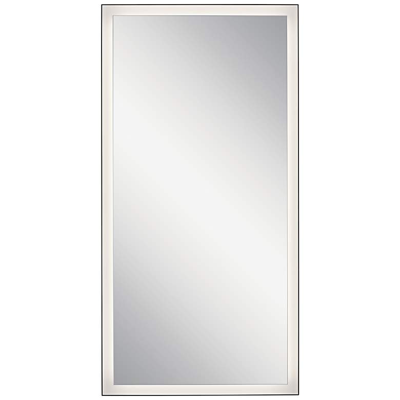 Image 2 Elan Ryame Matte Black 30 inch x 60 inch LED Lighted Wall Mirror more views