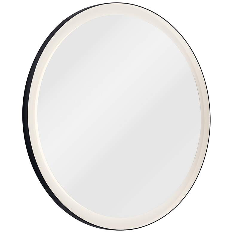 Image 1 Elan Ryame Matte Black 31 1/2 inch Round LED Wall Mirror