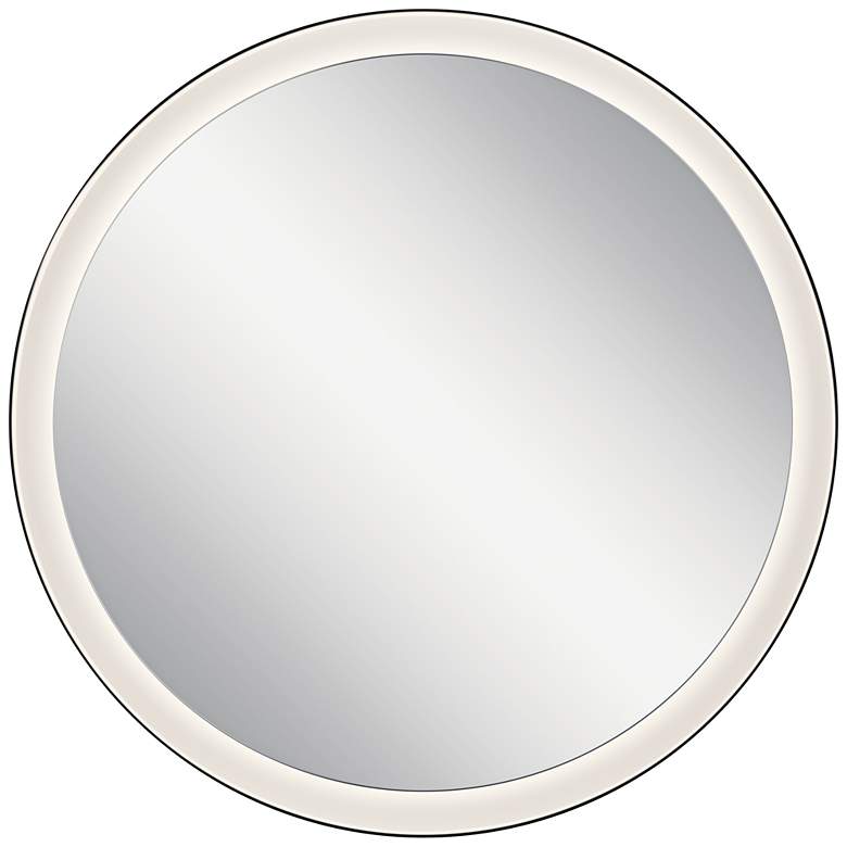 Image 2 Elan Ryame Matte Black 31 1/2 inch Round LED Wall Mirror more views