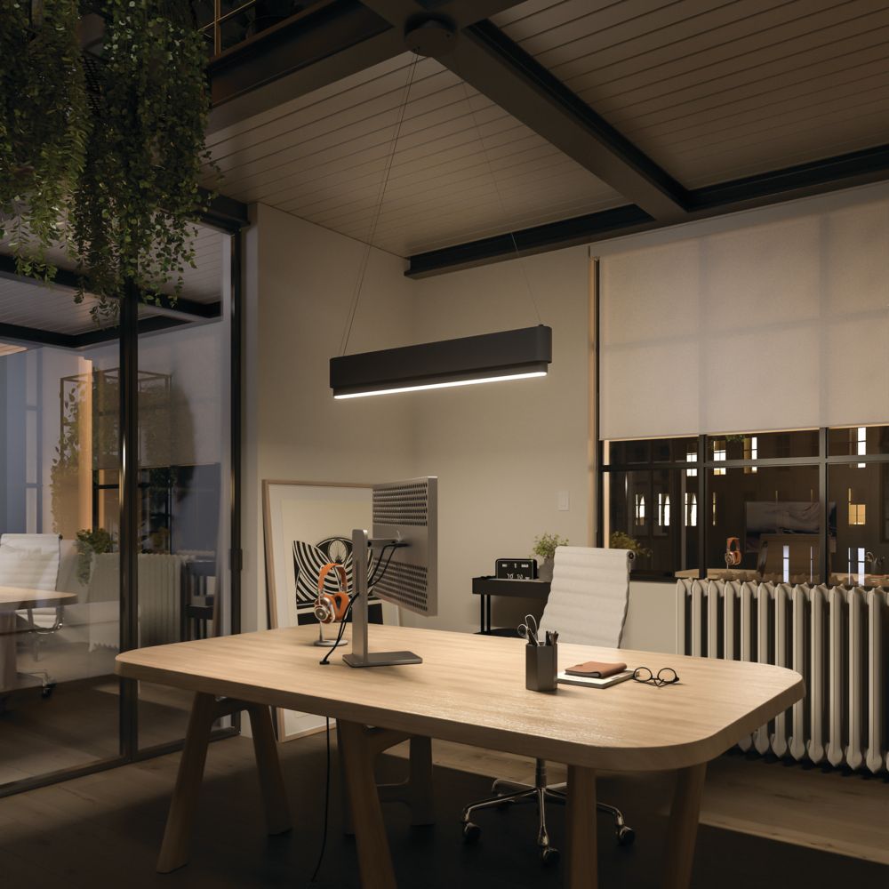 elan Walman Matte Black Linear Chandelier