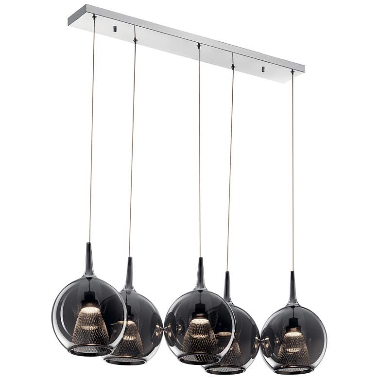 Image 2 Elan Zin 42 inch Wide Polished Nickel LED Multi Light Pendant