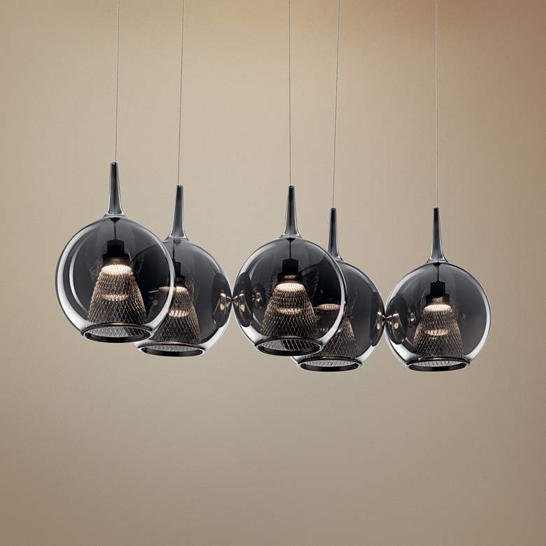 Image 1 Elan Zin 42" Wide Polished Nickel LED Multi Light Pendant