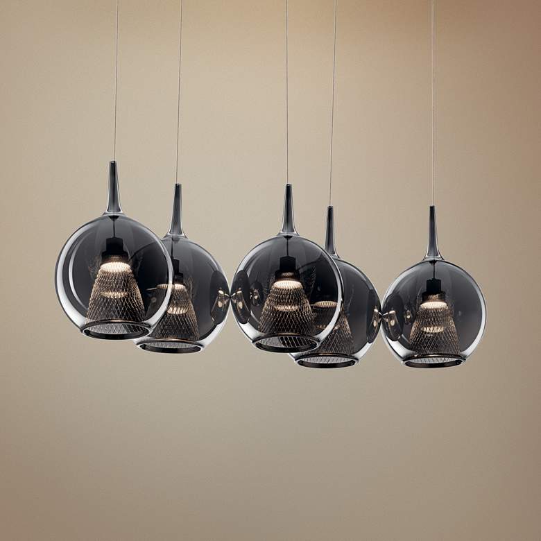 Image 1 Elan Zin 42 inch Wide Polished Nickel LED Multi Light Pendant