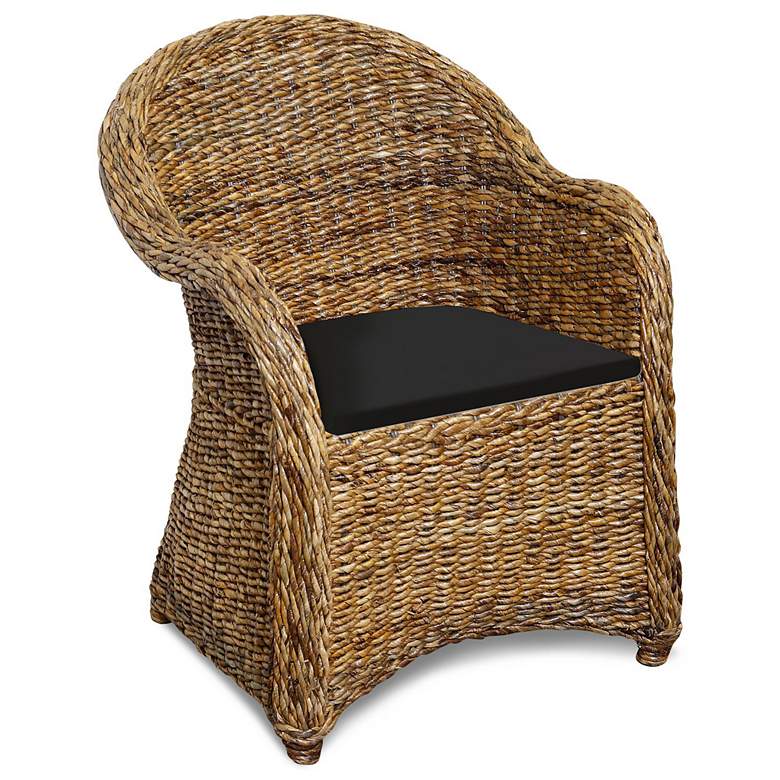 Image 1 Elana Black Upholstered Natural Rattan Lounge Chair