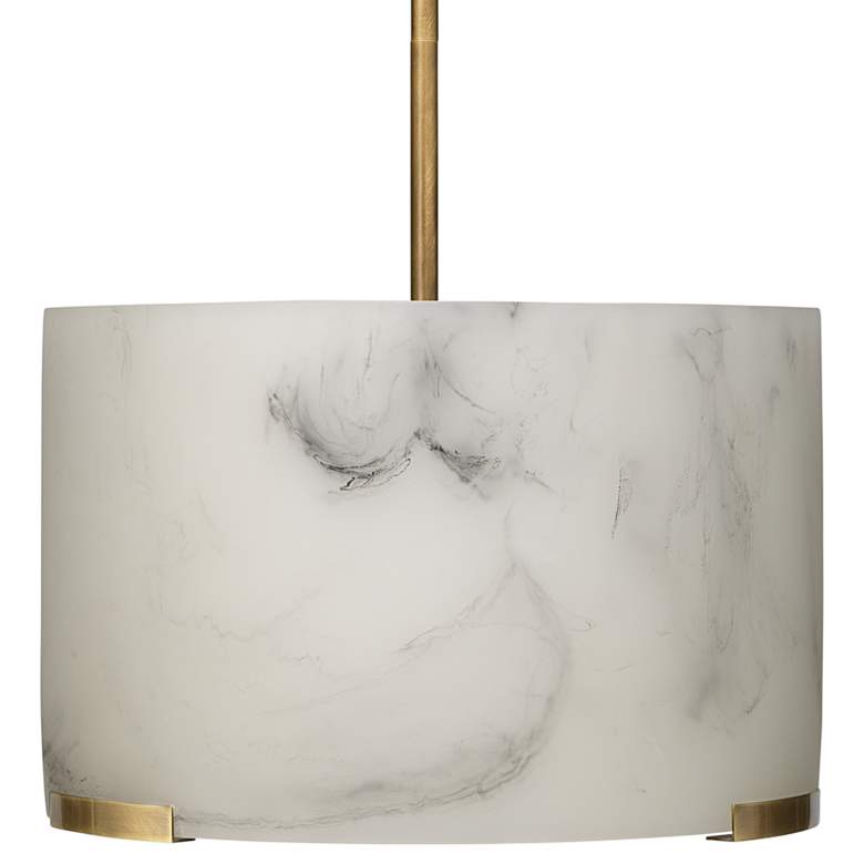 Image 1 Elancourt 17 inch Wide Brass White Faux Alabaster Pendant Light