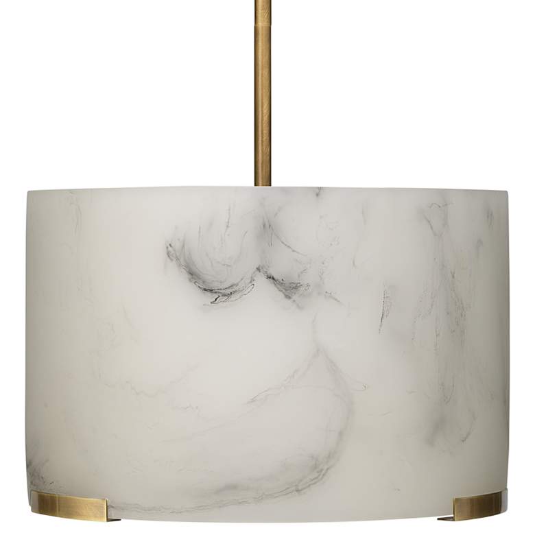 Image 1 Elancourt 17" Wide Brass White Faux Alabaster Pendant Light