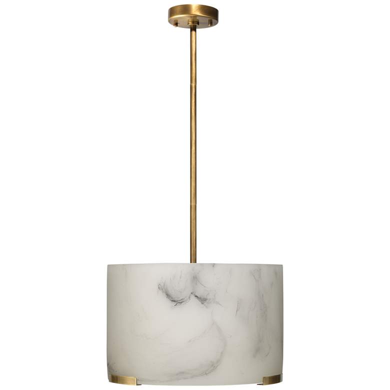 Image 4 Elancourt 17" Wide Brass White Faux Alabaster Pendant Light more views