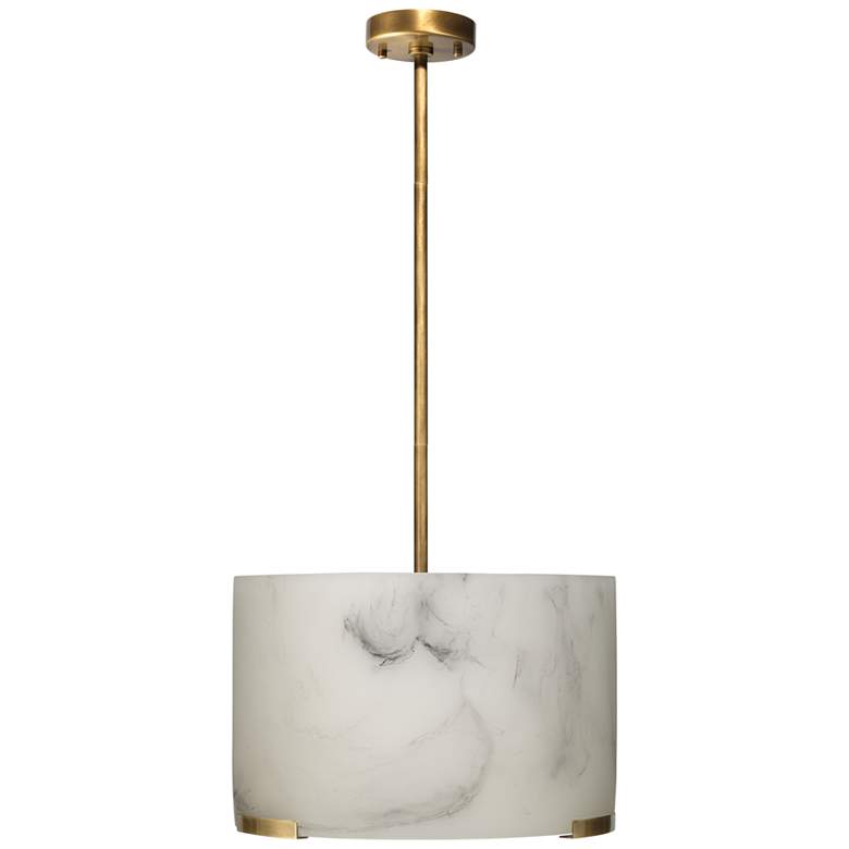 Image 4 Elancourt 17 inch Wide Brass White Faux Alabaster Pendant Light more views