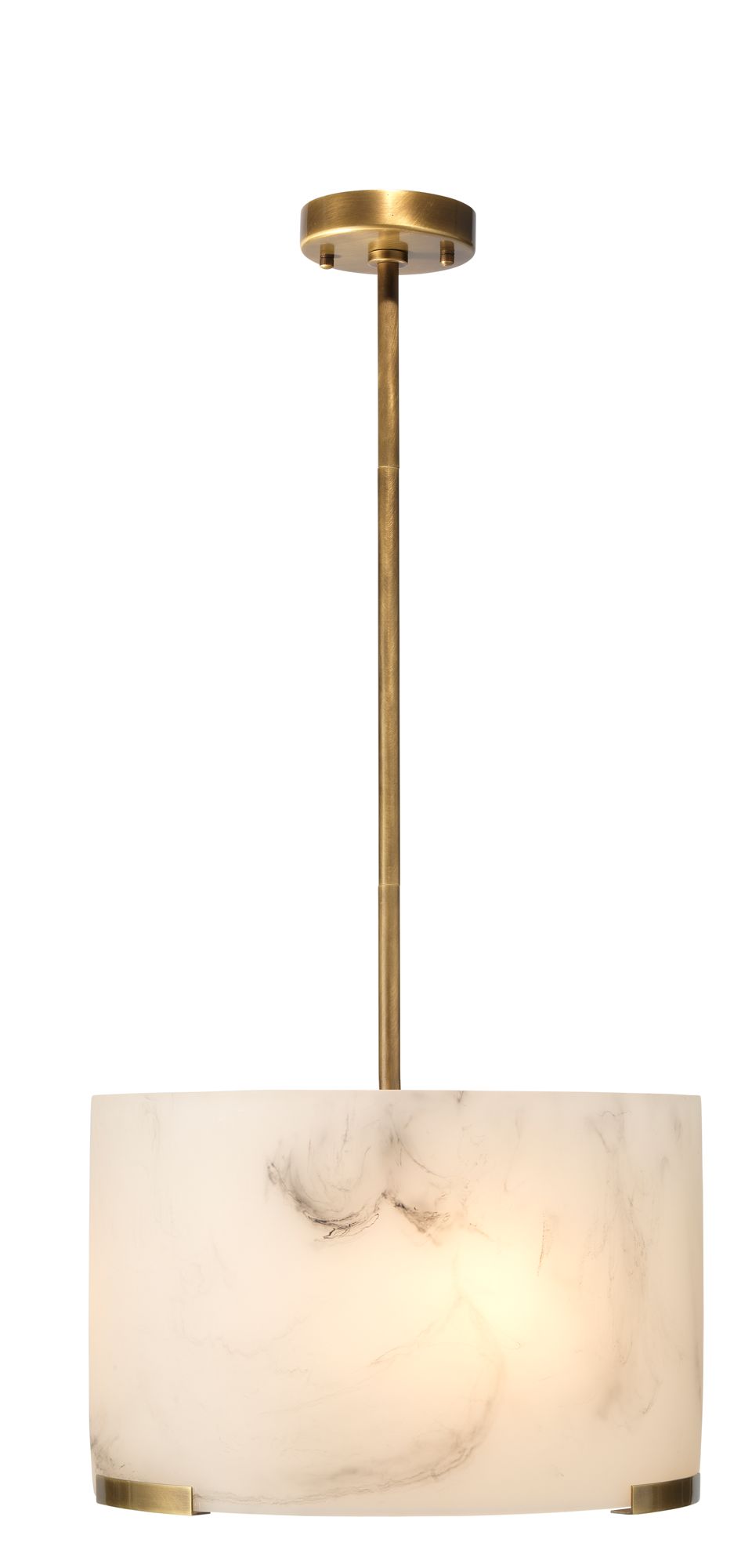 Elancourt 17" Wide Brass White Faux Alabaster Pendant Light