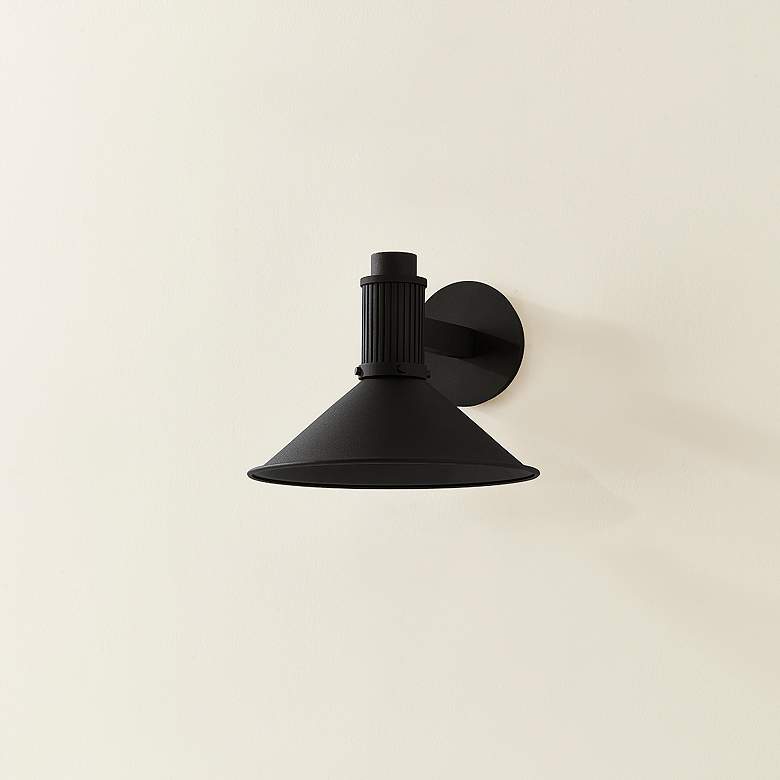 Image 2 Elani 8 3/4" High Textured Black Outdoor Wall Light more views