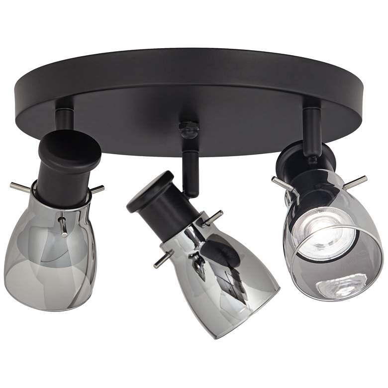 Image 6 Elanor LED 10" Wide Canopy 3 Light Black Track Light Kit more views