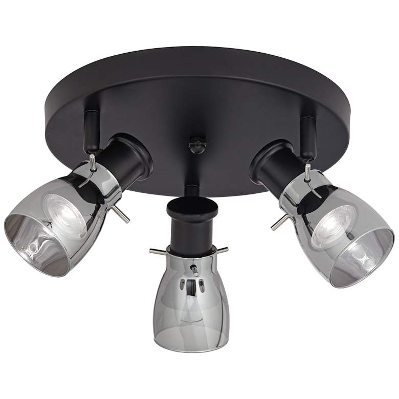 Image 7 Elanor LED 10 inch Wide Canopy 3 Light Black Track Light Kit more views
