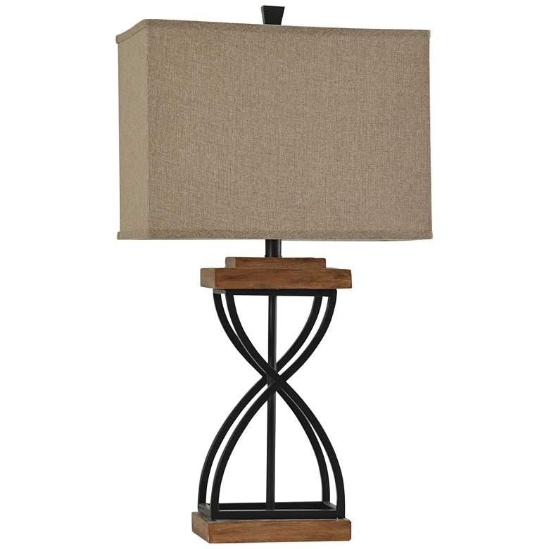 Image 1 Elapse Open Hourglass 31 inch High Rustic Modern Black Wood Table Lamp