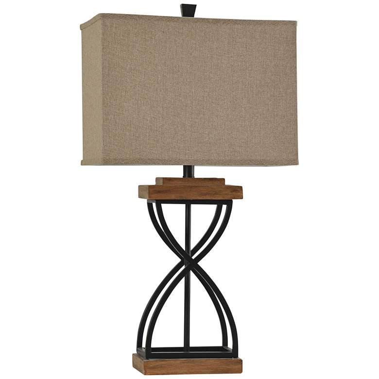 Image 1 Elapse Open Hourglass 31" High Rustic Modern Black Wood Table Lamp