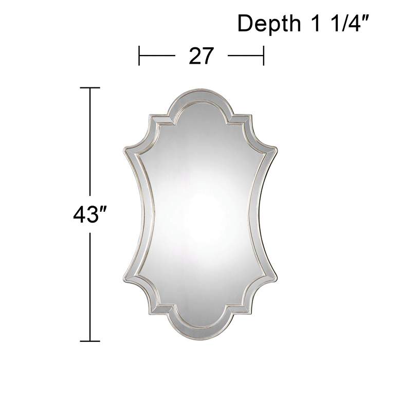 Image 4 Elara Antiqued Silver 27 inch x 43 inch Quatrefoil Wall Mirror more views