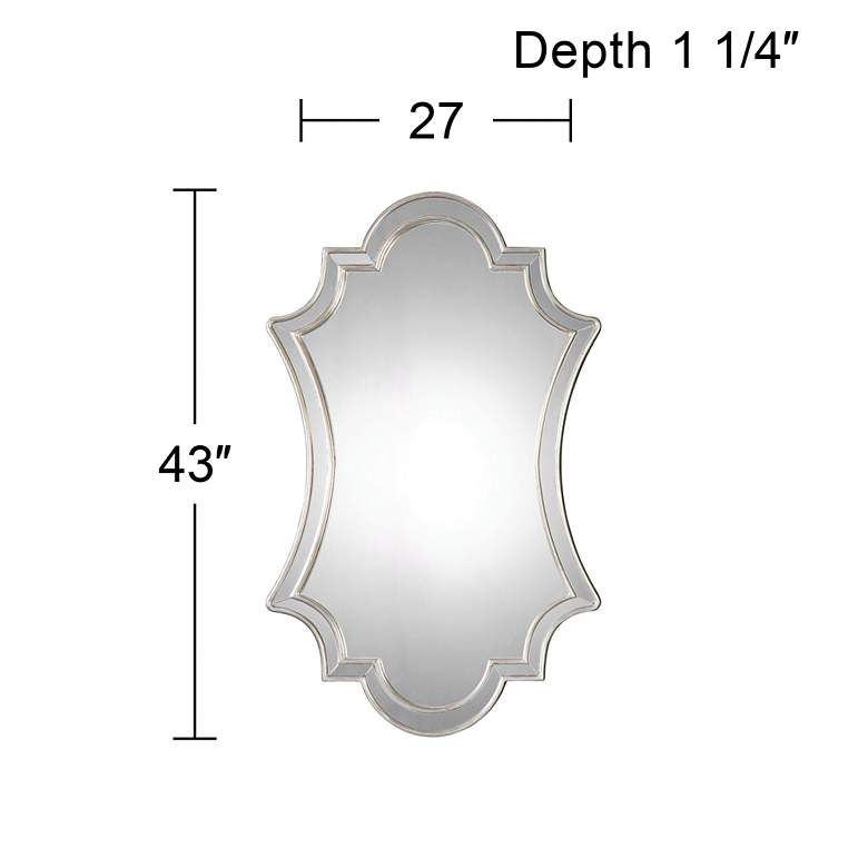 Image 4 Elara Antiqued Silver 27" x 43" Quatrefoil Wall Mirror more views