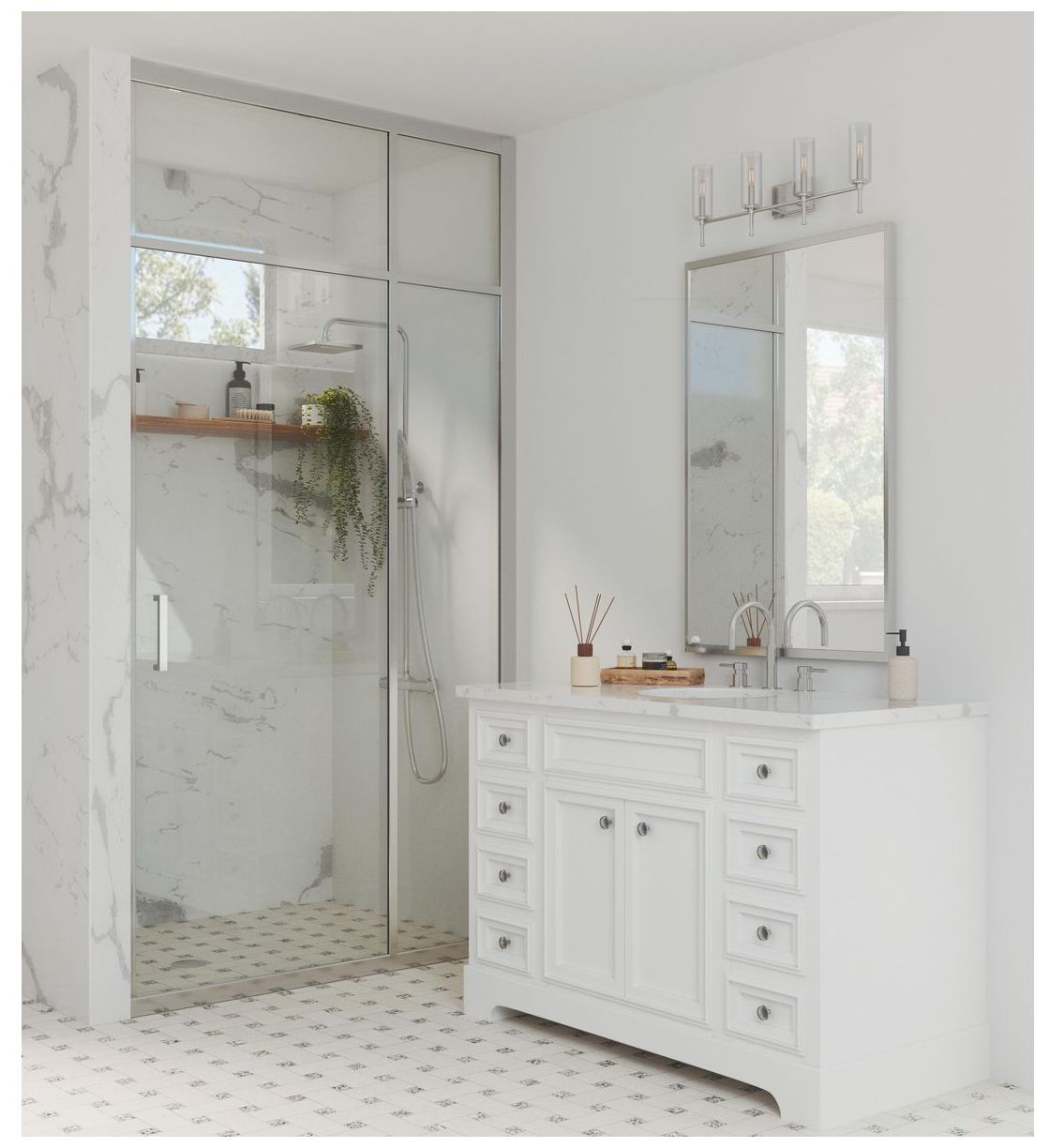 Image 2 Elara Collection Four-Light New Traditional Clear Glass Bath Vanity Light more views