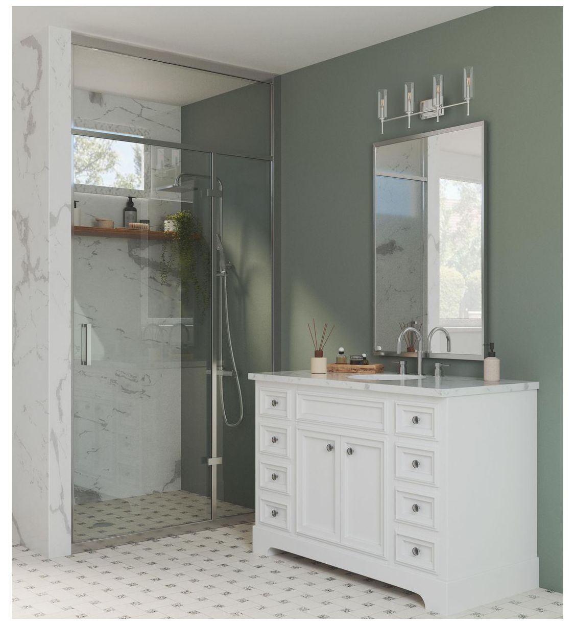 Image 3 Elara Collection Four-Light New Traditional Clear Glass Bath Vanity Light more views