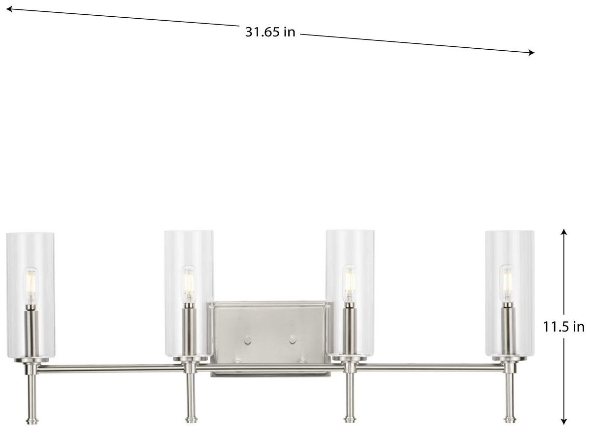 Image 4 Elara Collection Four-Light New Traditional Clear Glass Bath Vanity Light more views
