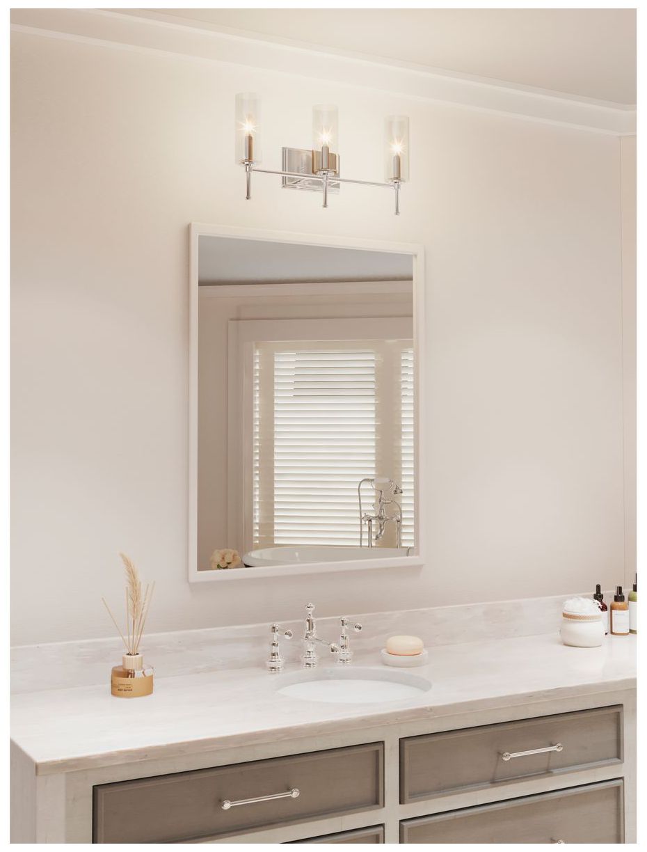 Image 2 Elara Collection Three-Light Clear Glass New Traditional Bath Vanity Light more views