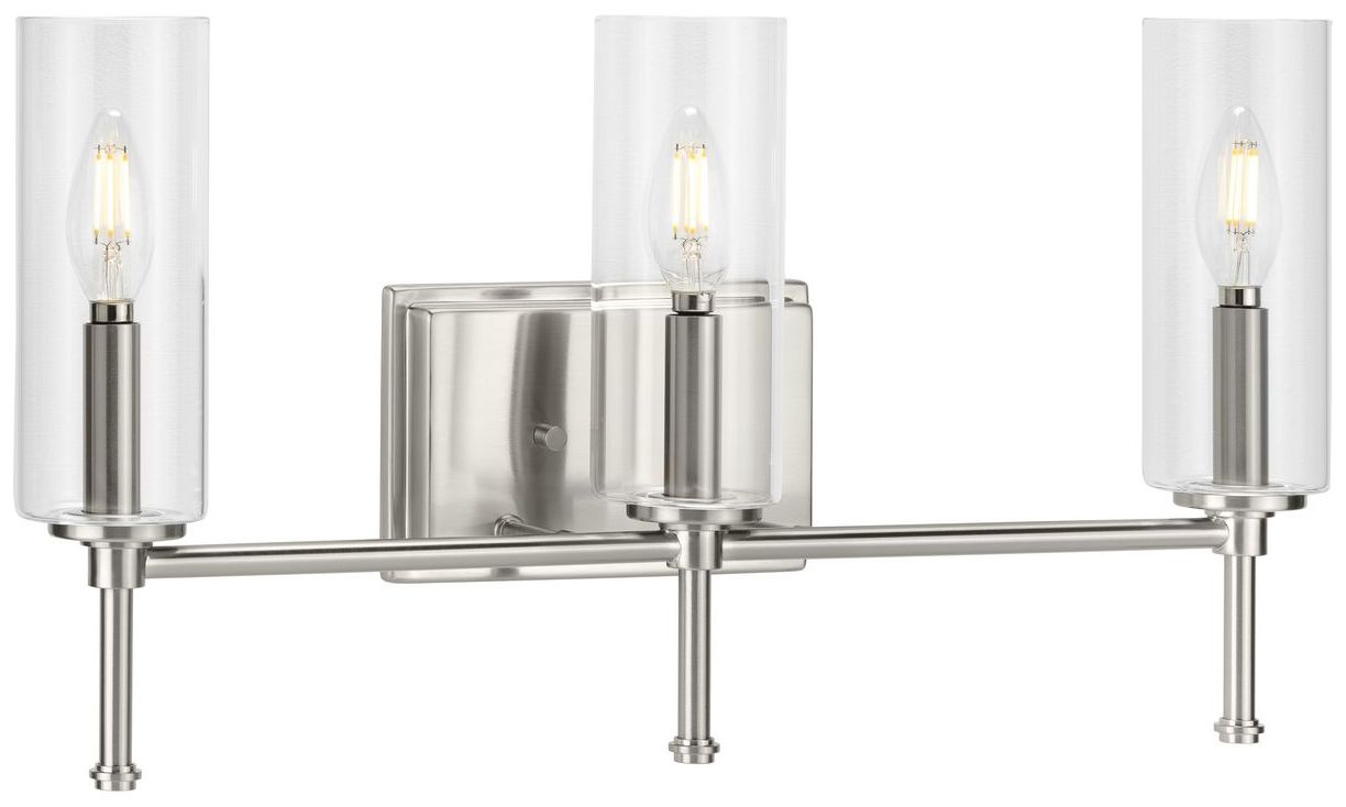 Image 3 Elara Collection Three-Light Clear Glass New Traditional Bath Vanity Light more views
