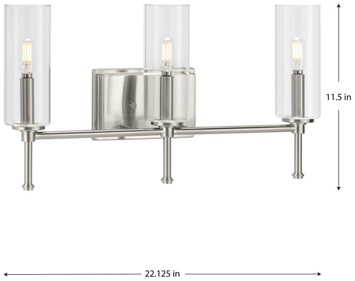 Image 4 Elara Collection Three-Light Clear Glass New Traditional Bath Vanity Light more views