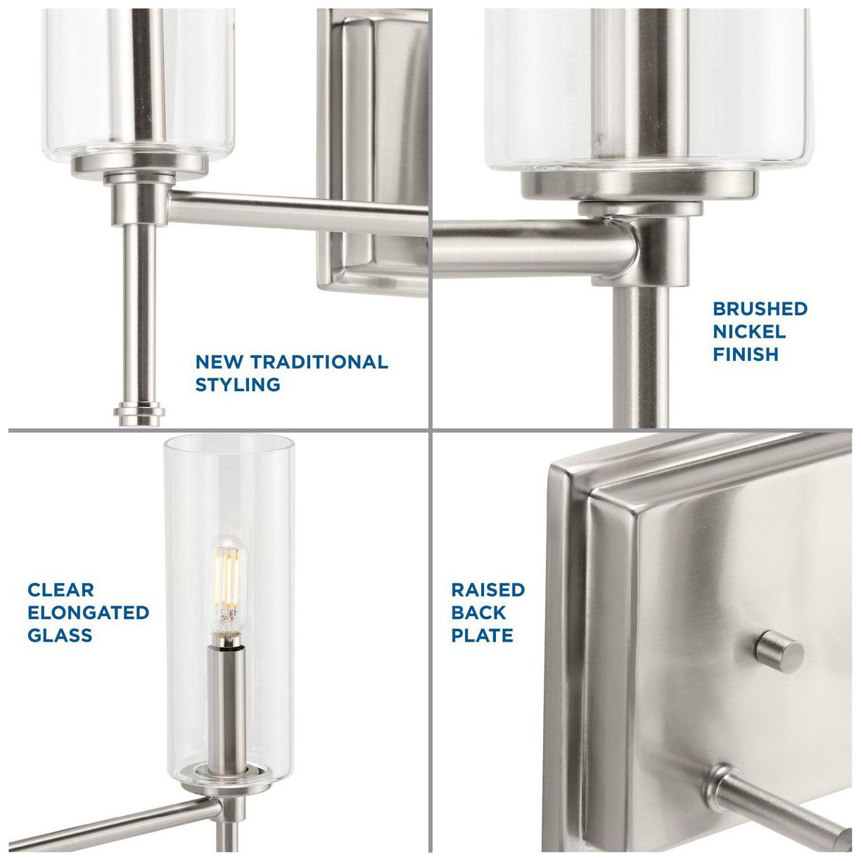 Image 6 Elara Collection Three-Light Clear Glass New Traditional Bath Vanity Light more views