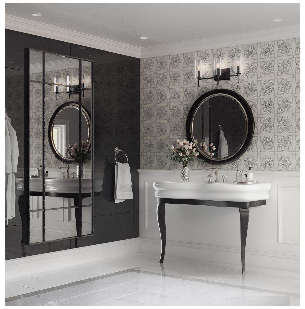 Image 2 Elara Collection Three-Light Clear Glass New Traditional Bath Vanity Light more views