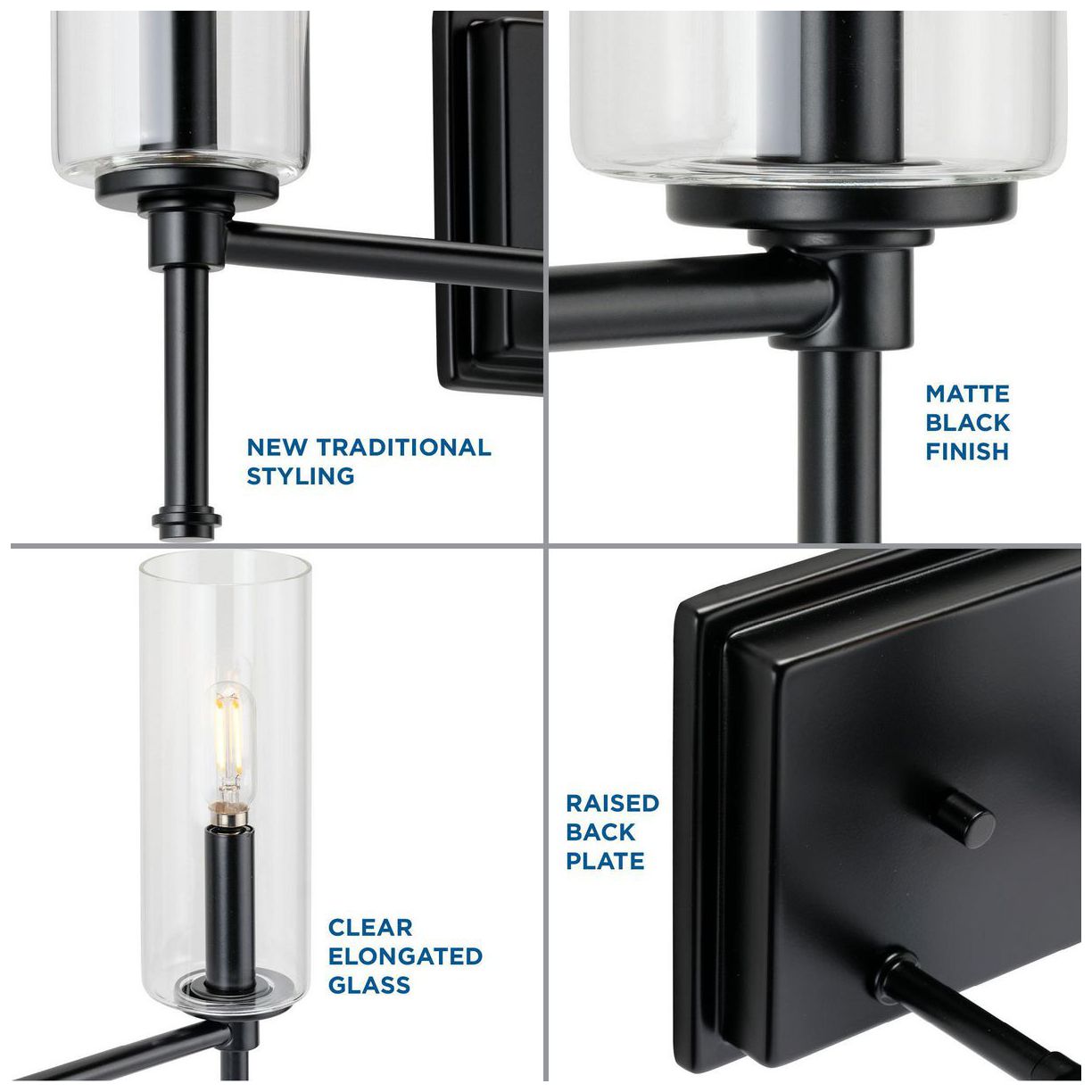 Image 6 Elara Collection Three-Light Clear Glass New Traditional Bath Vanity Light more views