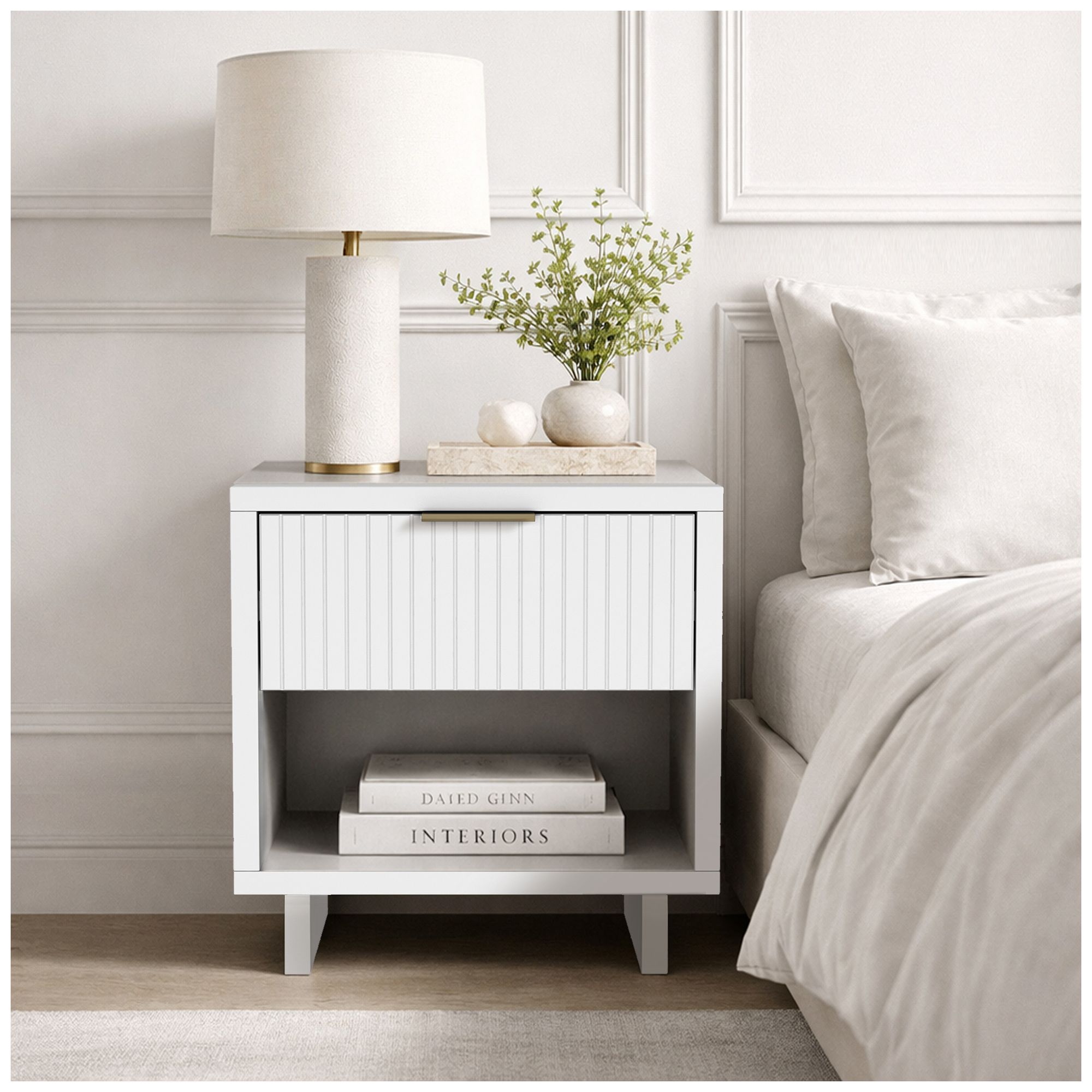 Image 2 Elara Contemporary 2-Piece Dresser and Nightstand in White more views
