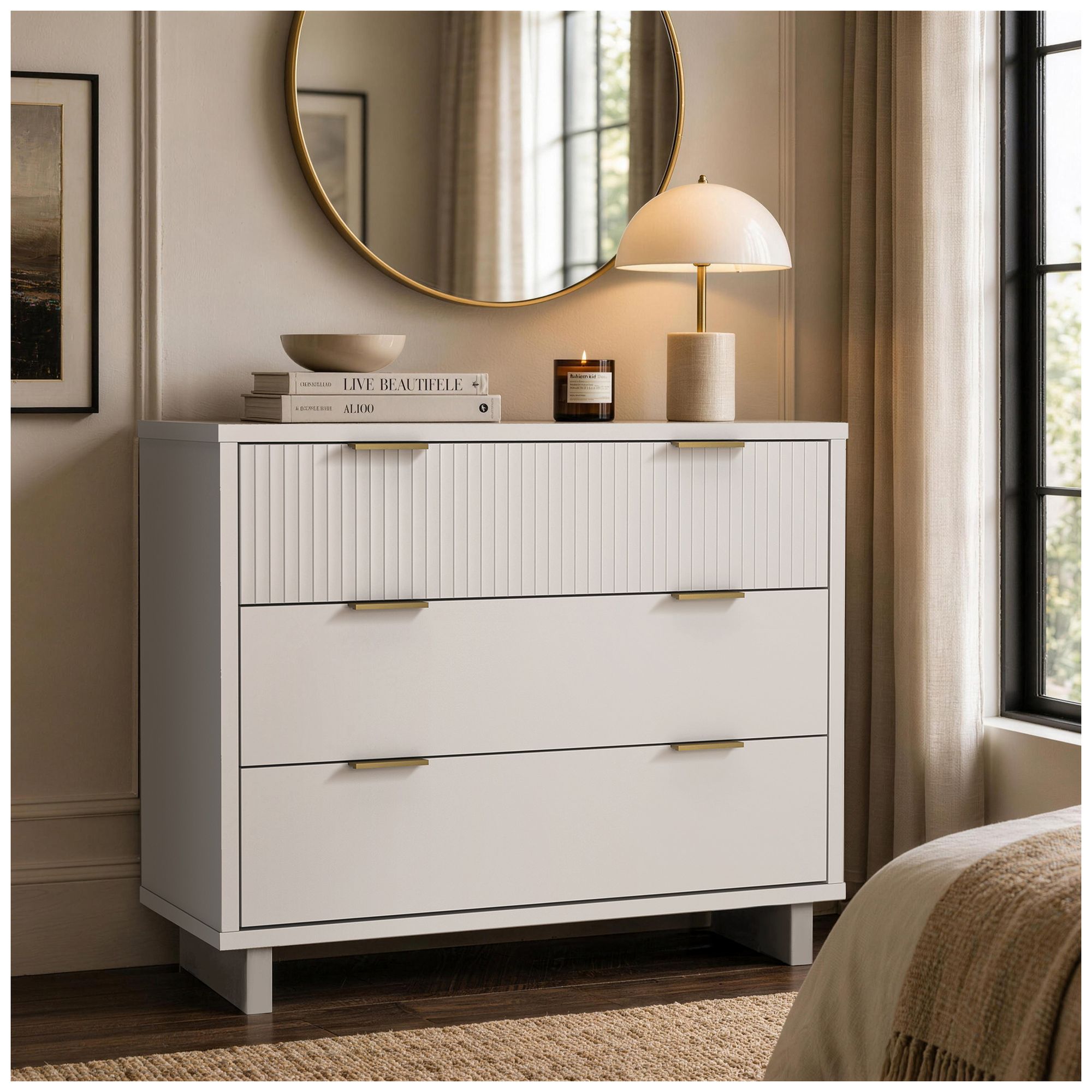 Image 3 Elara Contemporary 2-Piece Dresser and Nightstand in White more views